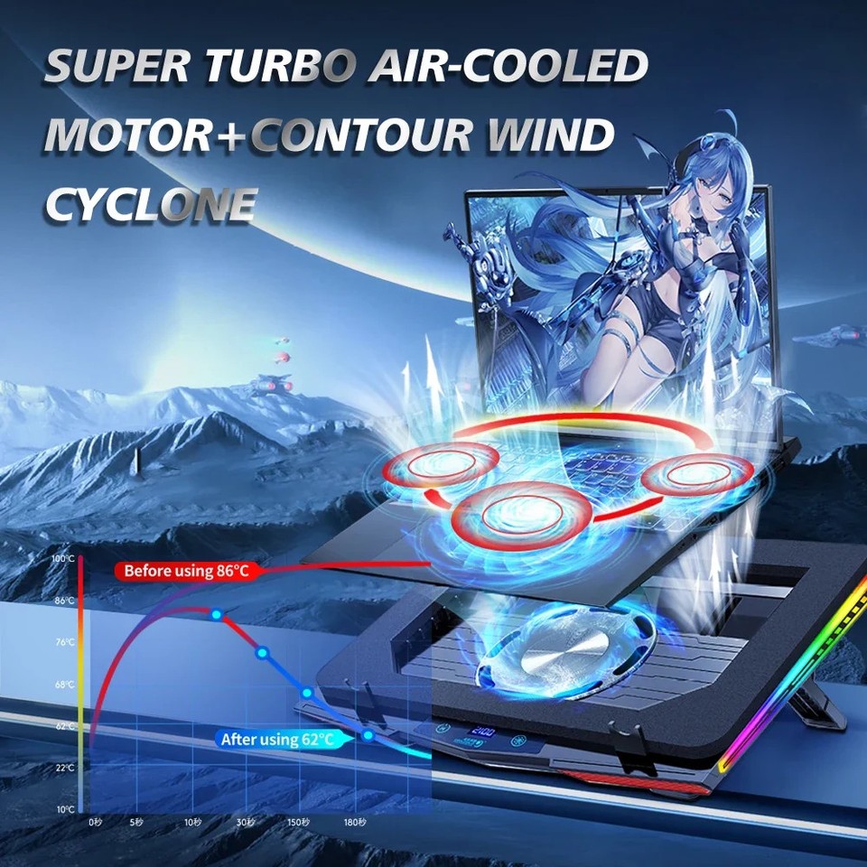 COOLCOLD RGB Laptop Cooling Pad, USB Quiet Cooler, Fast Dissipation ...