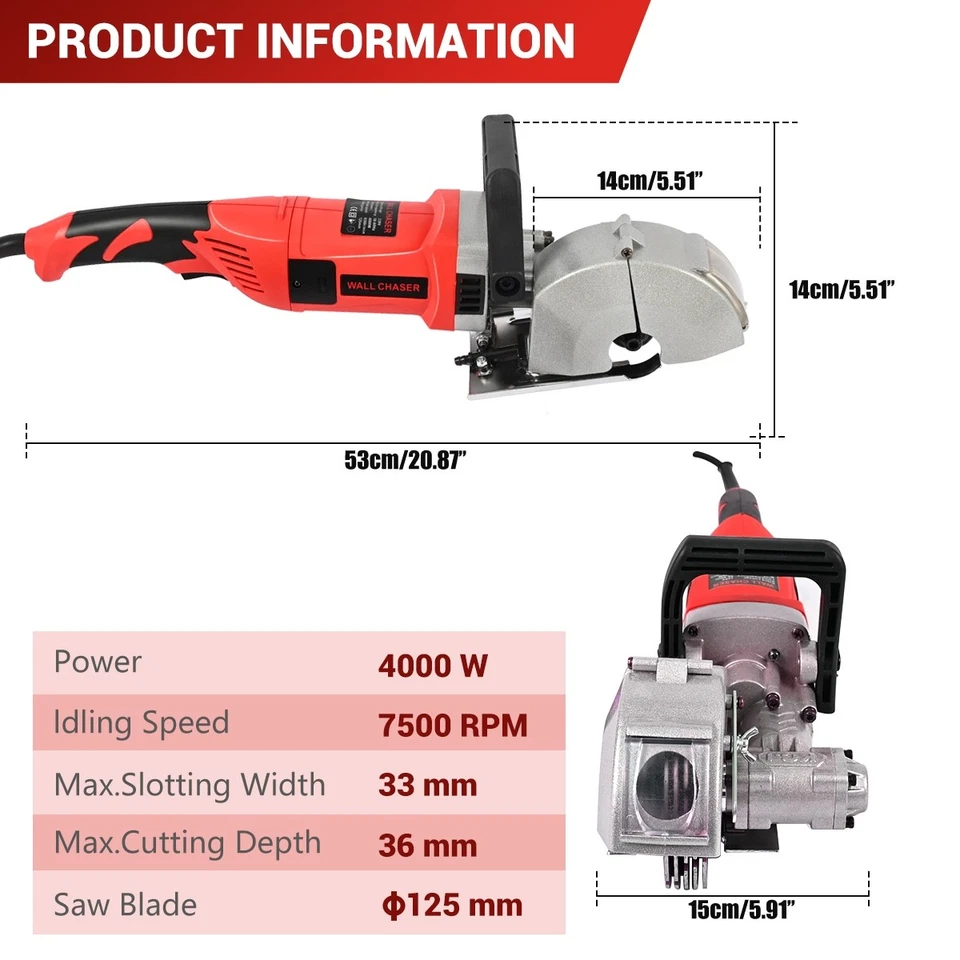 ~4000W Wall Groove Cutting Machine 36mm Electric Wall Chaser Slotting Machine - Image 4 of 4