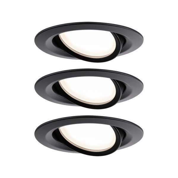 Paulmann LED Einbauleuchte Nova 3Er-Set Schwarz Matt Schwenkbar Ø 9,3 Cm-image