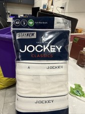 NOS JOCKEY Classics Briefs Y Front Fly Full Rise Cotton White NEW 3 pack Size 42