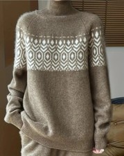 Schwerer Woll-Strickpullover mit Jacquard-Muster – , Vintage Still