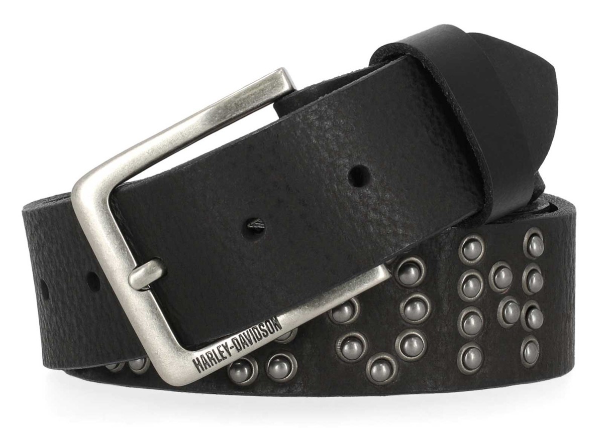Harley-Davidson Men's Hand Hammered Rivet Genuine Leather Belt