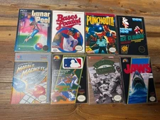 8 Lot NES Custom Game Cases Baseball Pool Jaws Punchout Marble Ice Climber