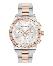 Ferragamo Mens  Two Tone 42mm Bracelet Fashion Watch