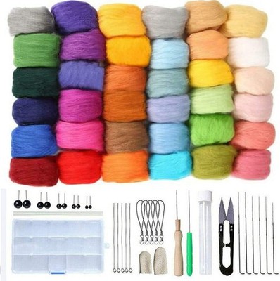 JasCherry Nadelfilz Set, 36 Farben Filzwolle Basteln, Nadelfilz Starter Kit,