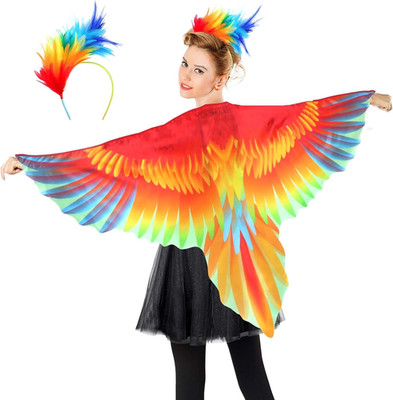 Women Bird-Wings-Parrot-Costume for Adults Feather Headband | Colorful Bird Cost