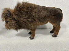 Buffalo Bison Animal Figure Souvenir Flocked w/ Brown Fur Realistic Details