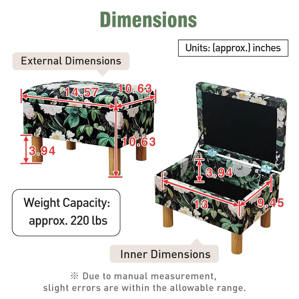 Pequeña otomana con reposapiés de almacenamiento taburete compacto reposapiés para sala de estar... Foto 2 de 4
