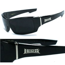 Locs Mens Cholo UV400 Biker Sunglasses - Shiny Black - LC37