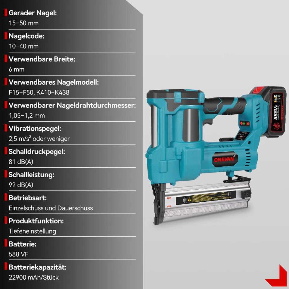 2in1 Akku Tacker & Nagelpistole Nagelgerät Nagler Akkutacker Holz für Makita 18V - Bild 2 von 4