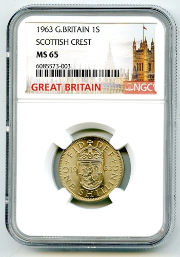 1963 1S GREAT BRITAIN SHILLING NGC MS65 SCOTTISH CREST...TOP GRADE...NONE HIGHER