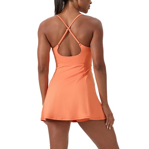 Women Sports Running Skirt Fitness Breathable One Piece Slip Quick Dry Dress - Picture 3 of 18
