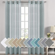 Nickel Grommet Linen Semi Sheer Curtains - 2 Pieces, Elegant, Natural Light Flow