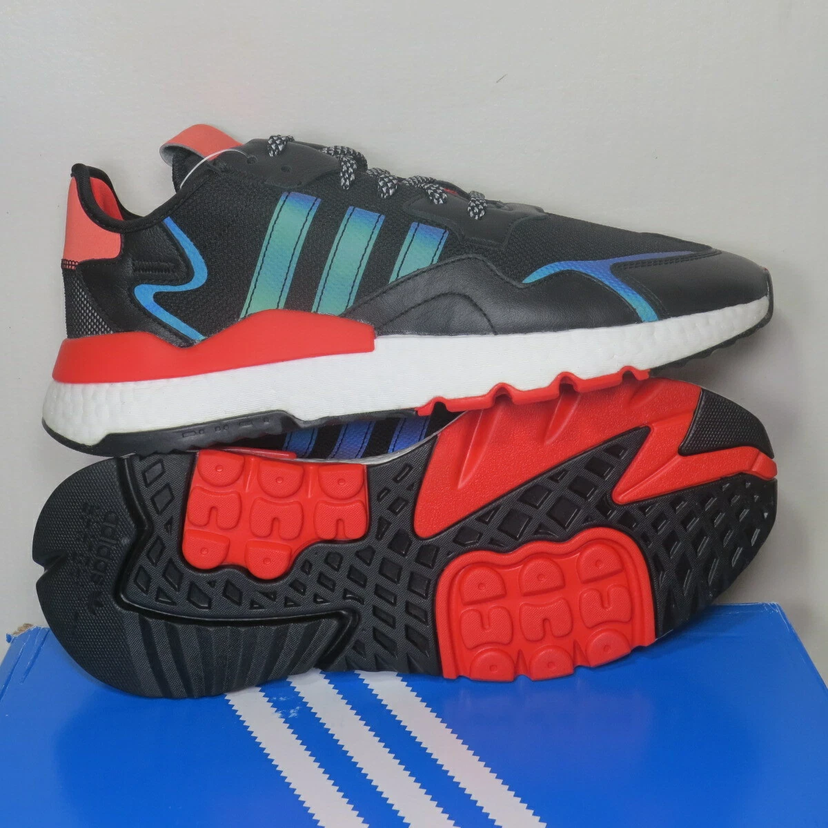 adidas Nite Jogger BOOST Running Shoes Black Hi Res Red EG6750 Men Size 11.5 NIB