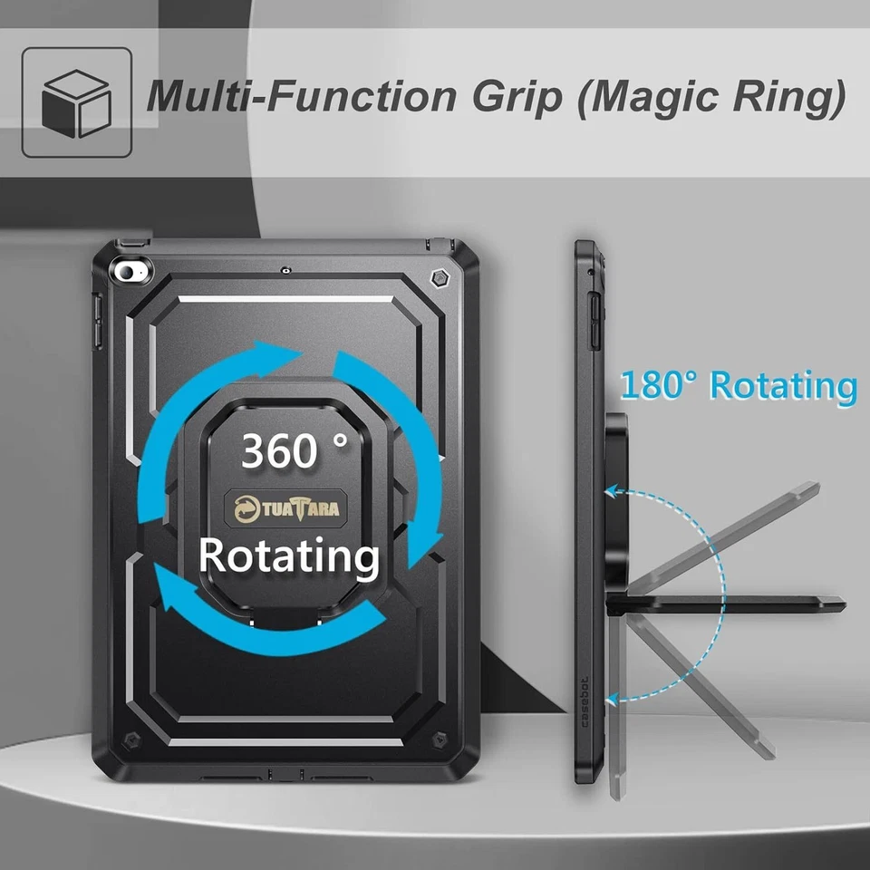 Case for iPad 6th Gen/5th Gen 360° Rotating Grip Stand Fully-Body Rugged Cover - Image 4 of 4