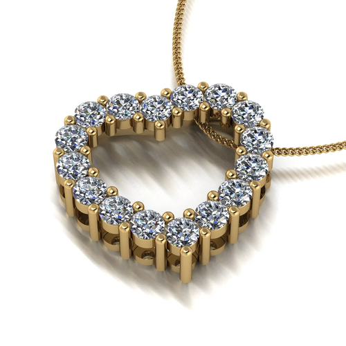 Heart Shape Pendant GLI HRD Lab Grown 18k Yellow Gold 1 Carat Diamond Round Cut - Imagen 3 de 6