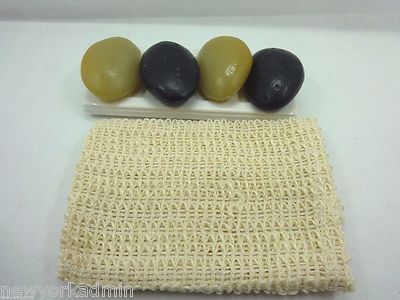 GIANNA ROSE ATELIER SPA STONE SOAP  - SET OF 4 ON TRAY COMES  W/ CLOTH - NEW