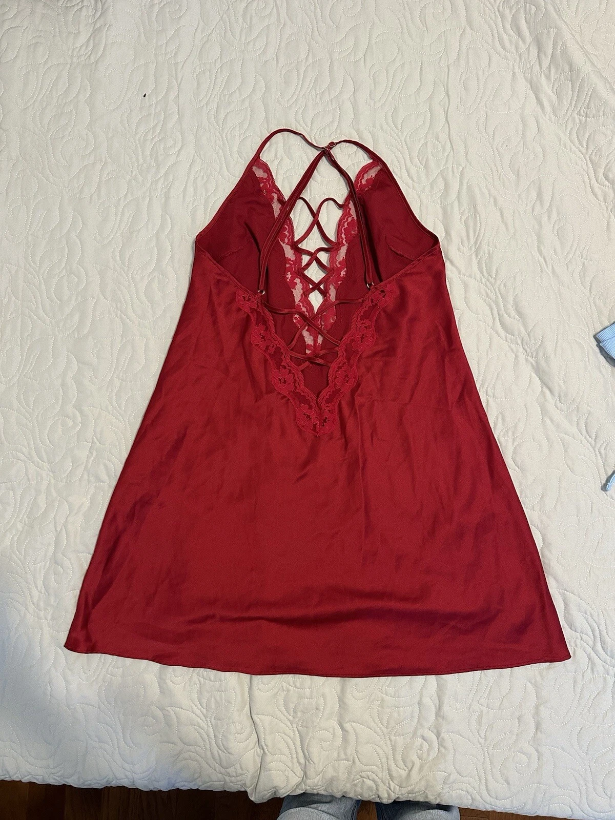 UNDERCOVER Abito Victoria Secret rosso pizzo incrociato davanti slip taglia large