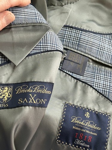 Brooks Brothers 1818 Madison Blazer 100% SAXXON pure wool check sport coat 41 R - Picture 2 of 10