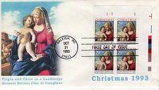 AO-2790-5,1993, Virgin and Child, Add on Cover, First Day Cover,  Standard Postm