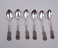 6 coffee spoons 800 silver antique Hildesheimer rose rose motif silverware