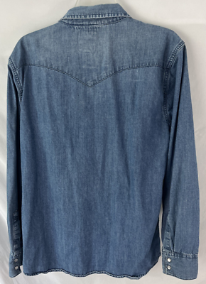 Levis Denim Pearl Snap Long Sleeve Shirt Mens Medium Western