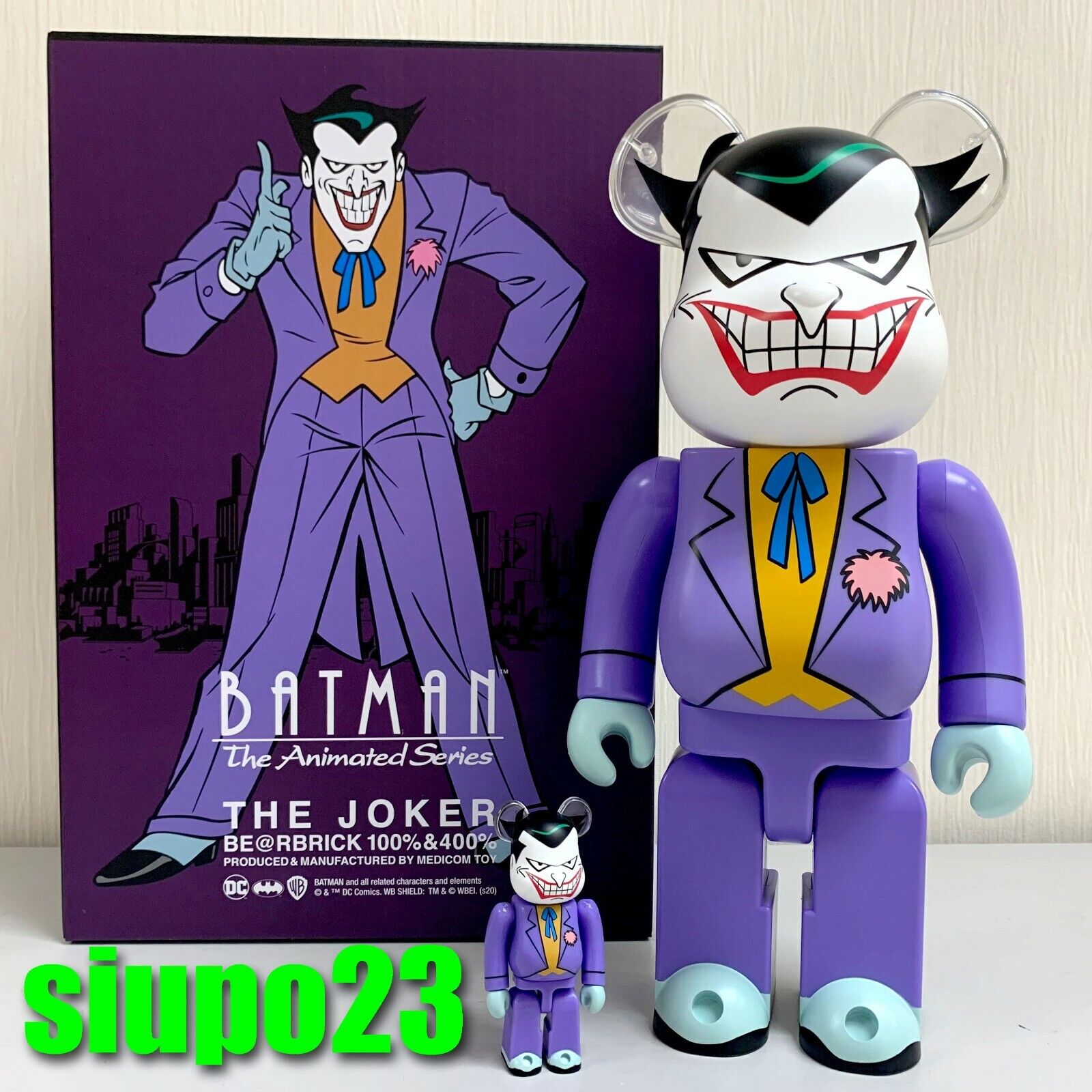 Medicom 400% + 100% Bearbrick ~ Joker Be@rbrick Batman The Animated Series  Ver