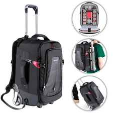 Neewer 2-in-1 Rolling Camera Backpack Trolley Case for Camera Tripod Flash Light