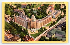 Postcard Air View Of New Army Navy Hospital Hot Springs National Park AR Linen