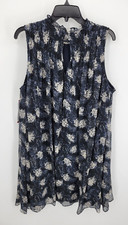 Joie Dress Womens XL Blue Baltic Print Sleeveless Mini Ruffle Neck Boho NWT