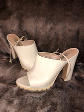 Valentino Cream Color Leather Open Toe Block Heels Size 38 $1195