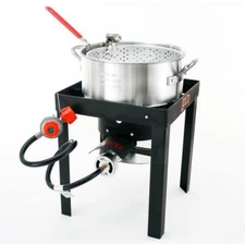 Loco Outdoor Fryer (10Qt) Stainless Portable Propane 50000-BTU Strainer Basket