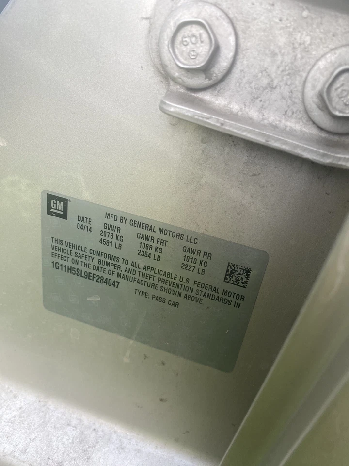 2014-2015 CHEVROLET MALIBU IMPALA Engine 2.5L VIN L, opt LKW, Federal emissions - Image 2 of 3