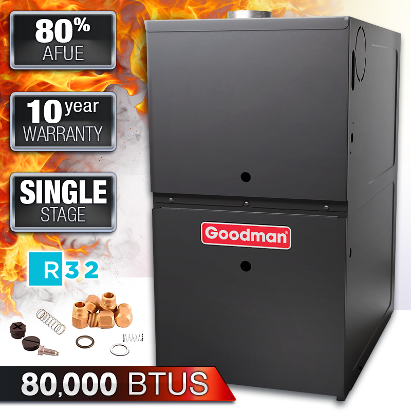 Goodman 80% 80000 BTU NG or LP Gas Furnace Stage Multi-Position