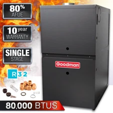 Goodman 80% 80000 BTU NG or LP Gas Furnace 1 Stage Multi-Position, GR9S80/GD9S80