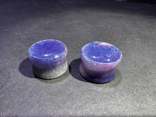 Handmade Iridescent Purple And White Sea Life Resin Plugs 18mm - Picture 2 of 4