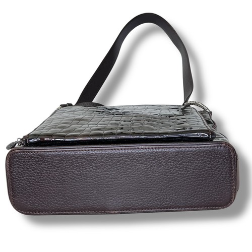 BRIGHTON Sonny Schultertasche braun geprägt Kroko Lackleder integrierte Geldbörse - Bild 4 von 23