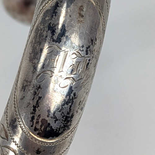 Antique c1900 Cane Handle Holger Fischer Danish 830 Silver Engraved Floral Braid - Picture 12 of 16