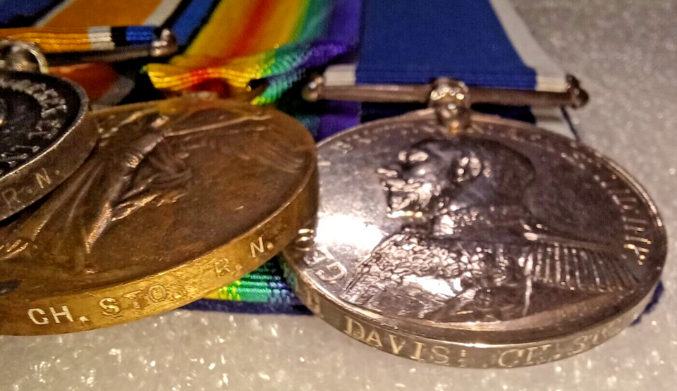 WW1 Naval Long Service Group (4) Medals, served on HMS Opal at Jutland