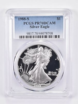 #ad #ad 1988 S PR70 DCAM American Silver Eagle PCGS Blue Label $309.92