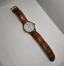 Lucien Piccard Watches, Men's Clariden Silver Textured Dial Brown Genuine Leathe