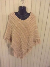 Vintage Crystal Kobe shawl light brown poncho wrap med / lg
