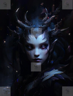 Digital Art, Gothic Dark Elf Queen - Fantasy Art Portrait #7