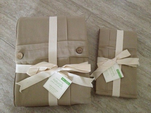 POTTERY BARN KIDS Organic Naturals Khaki Cotton Safari TWIN Duvet Cover Sham NWT - Picture 2 of 5