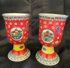 Pair of Chinese Footed Porcelain Cups - Red - Qianlong Mark — photo 2