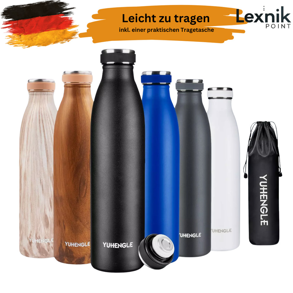 Thermosflasche 500ml Edelstahl Trinkflasche Isolierflasche BPA-frei Sport