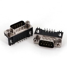 10Pcs DB9 Male RS232 Serial 9-Pin Right Angle PCB Solder Socket Connector