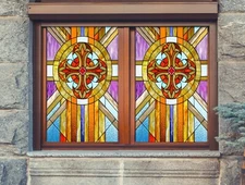 3D Pattern A239 Window Film Print Sticker Cling Stained Glass UV Sinsin