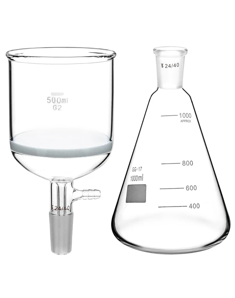 Premium Borosilicate 500ml Funnel with 1000ml Erlenmeyer Flask - Lab Essentials - Image 4 of 4