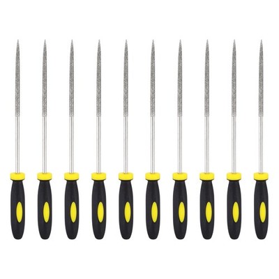 10Pcs 3 x 148mm Diamond Needle Round File 120 Grit